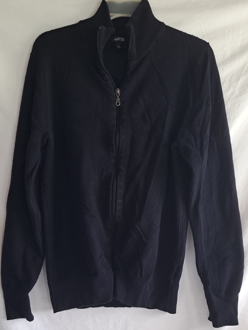 Apt. 9 Men's Black Full-Zip Ribbed Knit Sweater